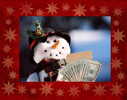snowman holding cash