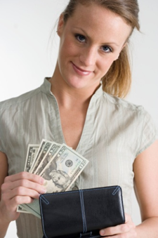 Woman holding money